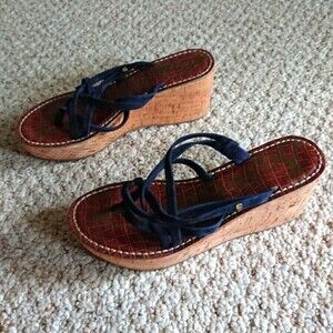 Women's Navy Wedge Sandals